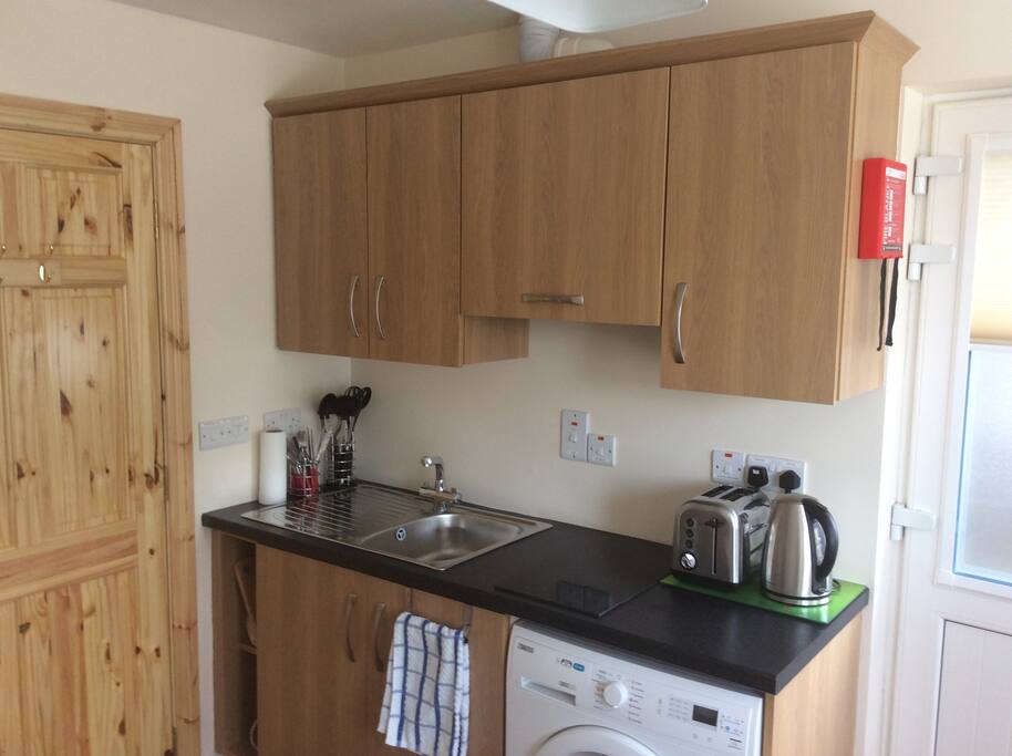 A view of the Kitchenette from the Sofa Bed