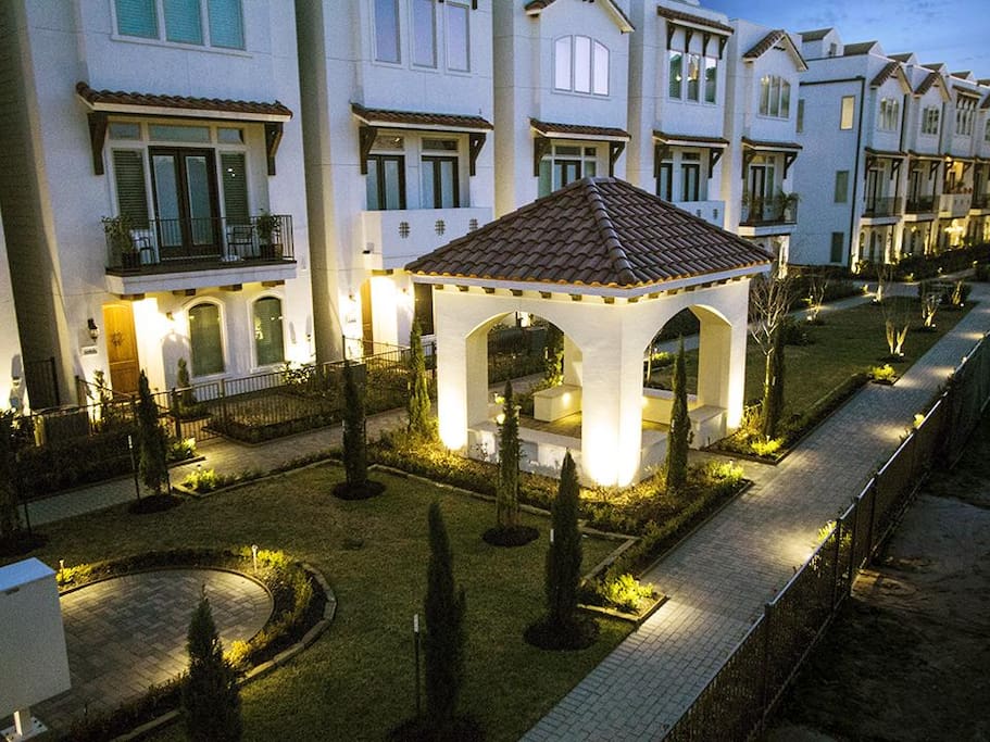 Community Courtyard & Gazebo at Night