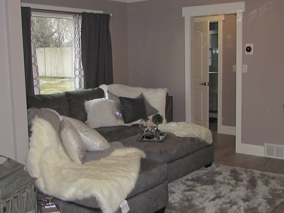 The living room couch is so comfortable!