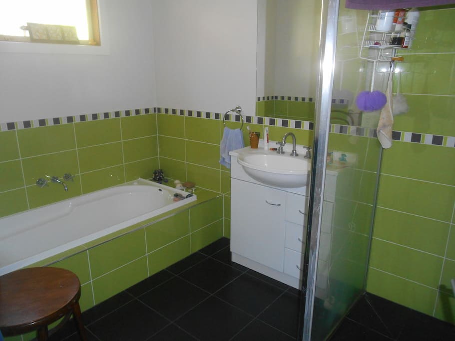compact, colourful, modern bathroom