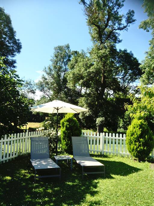 The pool garden and the mill pond behind