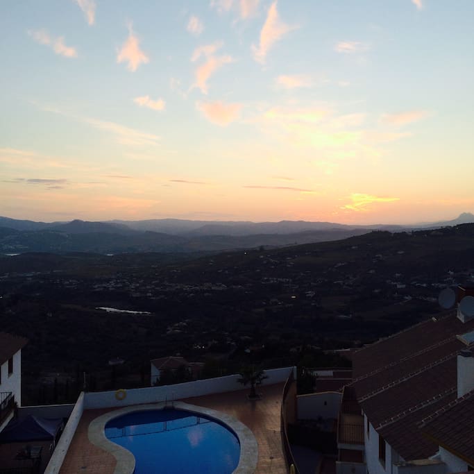 The view of the valley at sunset