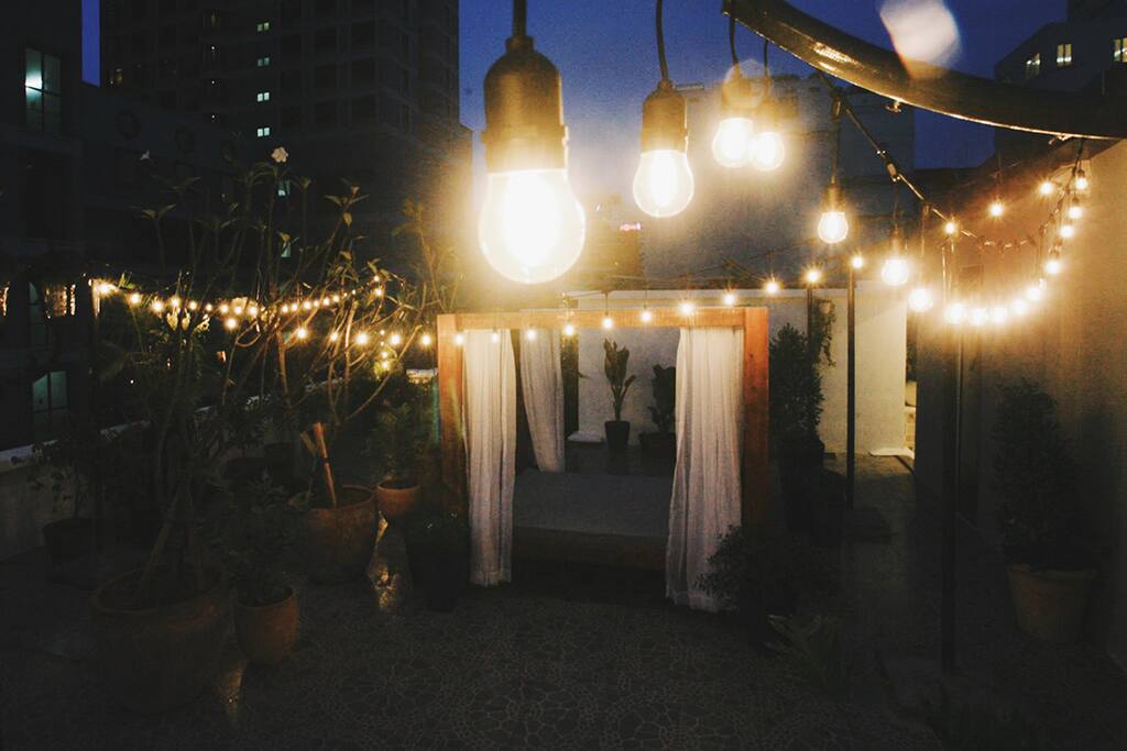 Rooftop Garden at night