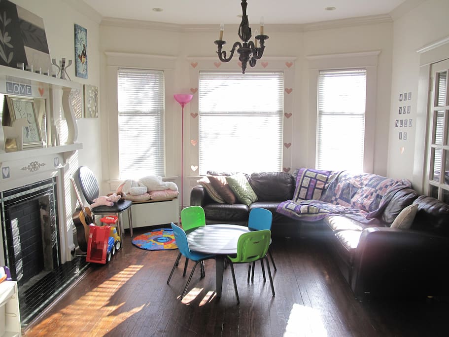 Spacious play areas with toy and book libraries.