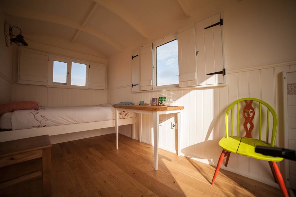Inside shepherd hut