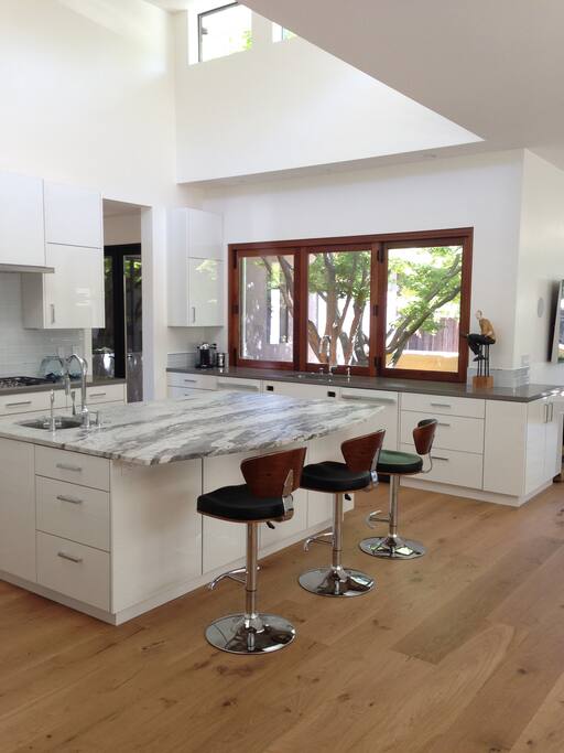 kitchen windows open fully to the rest patio