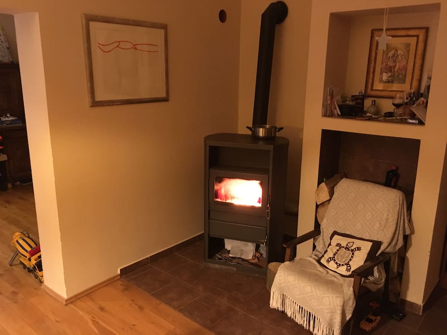 Fire place in kitchen