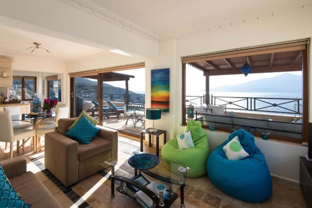 Lounge area with views and access onto terrace
