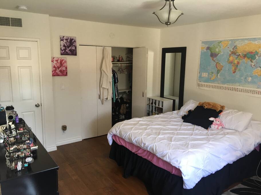 Comes with closet space for guests.