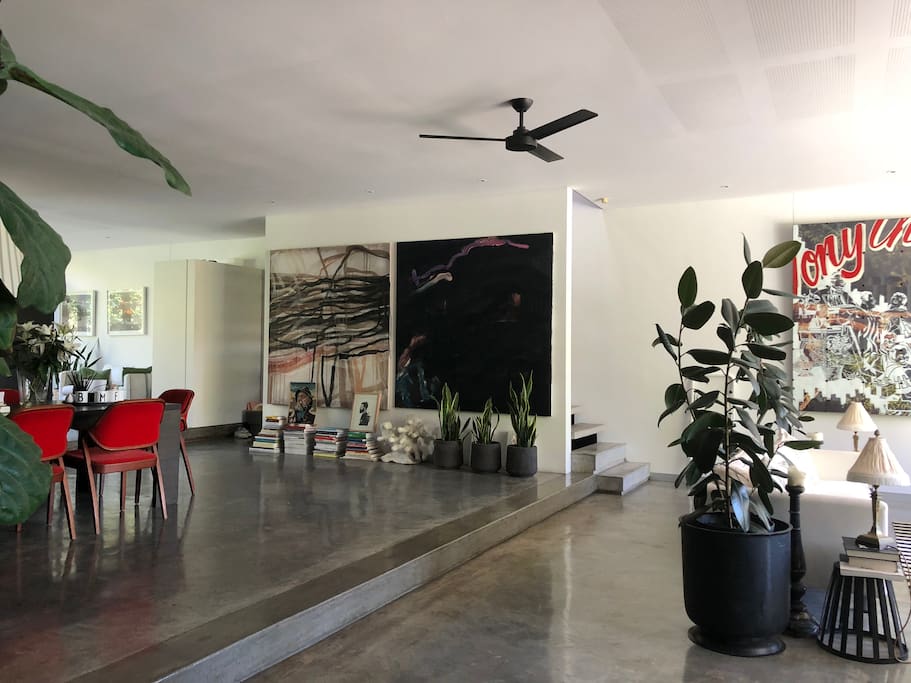 Large open plan living and dining area.