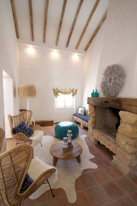 open fire in living room