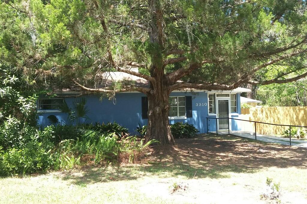 This corner lot boasts a large front and fenced backyard