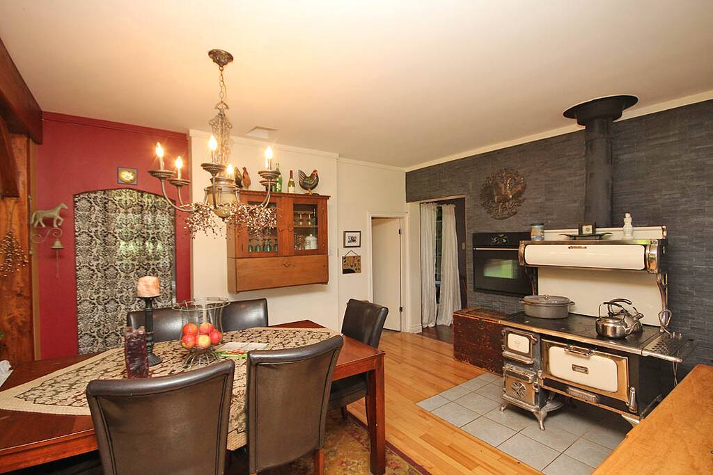 Kitchen with authentic cookstove