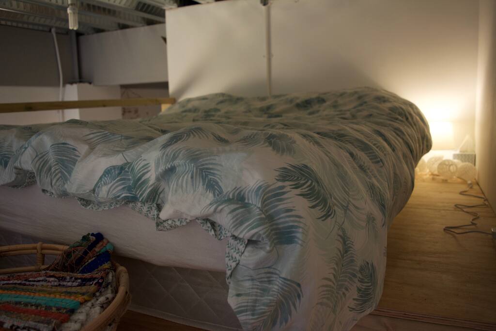 Double bed with two mattresses. Extra comfy.