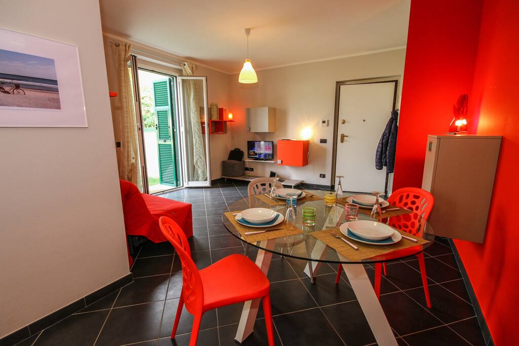 Bright living area with kitchen