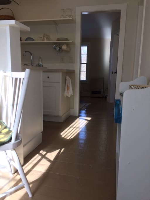 Entering apartment; living room, kitchen, bedroom