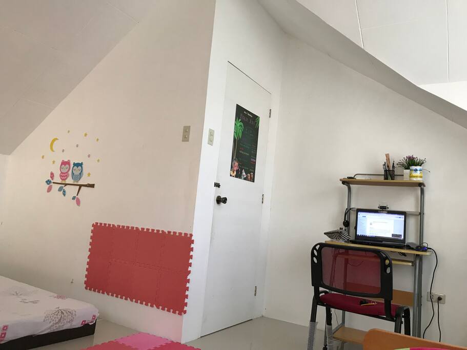 When bedroom door opens, you will see a computer area when you need to work late nights.
