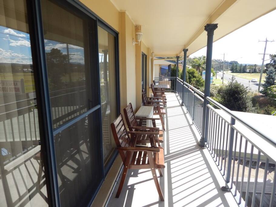 Balcony with views over Corrigans Park and the water.
