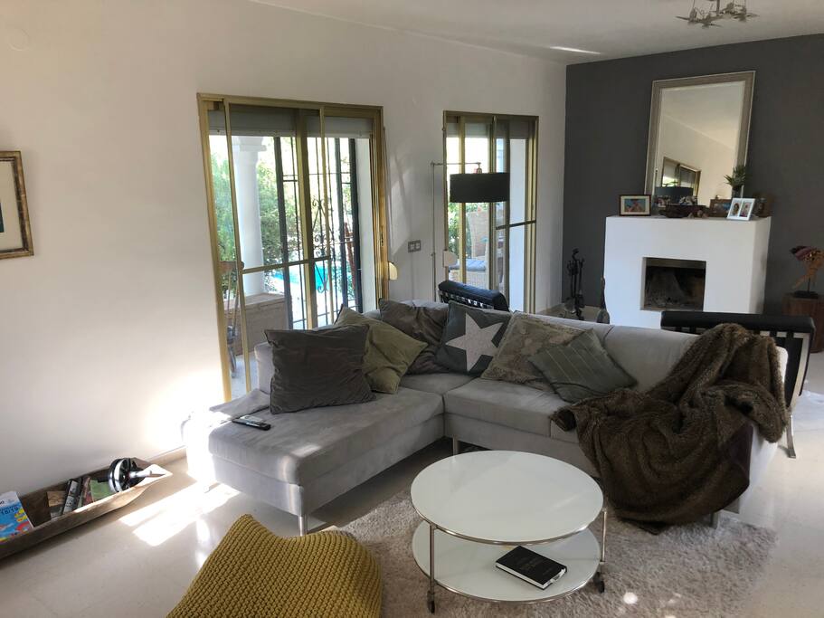 Living room with fireplace
