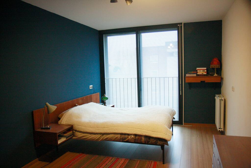 Spacious bedroom with a personal closet