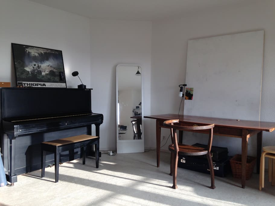 desk and piano