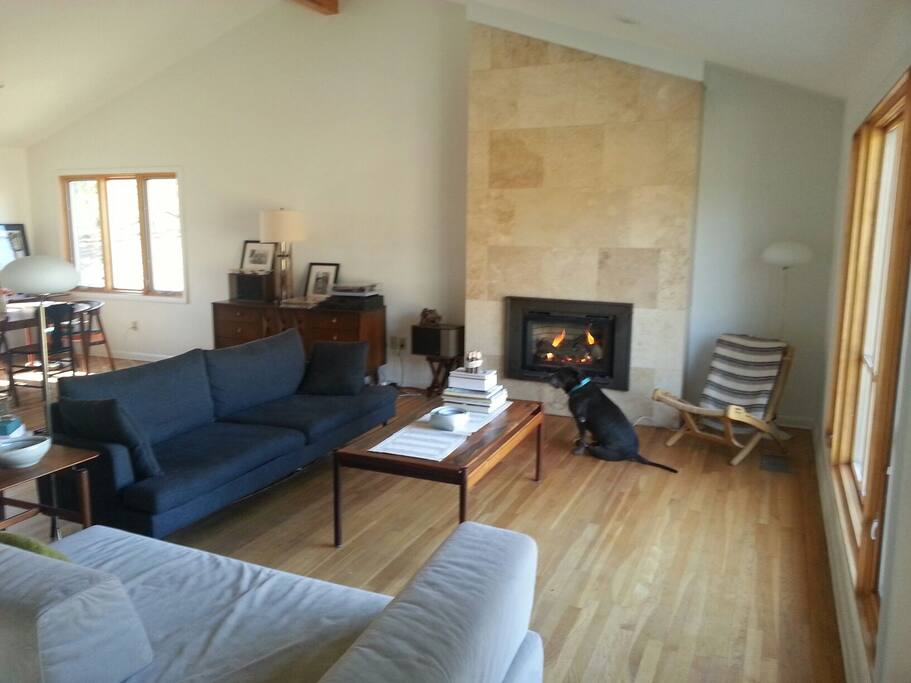 Main living room with gas fireplace