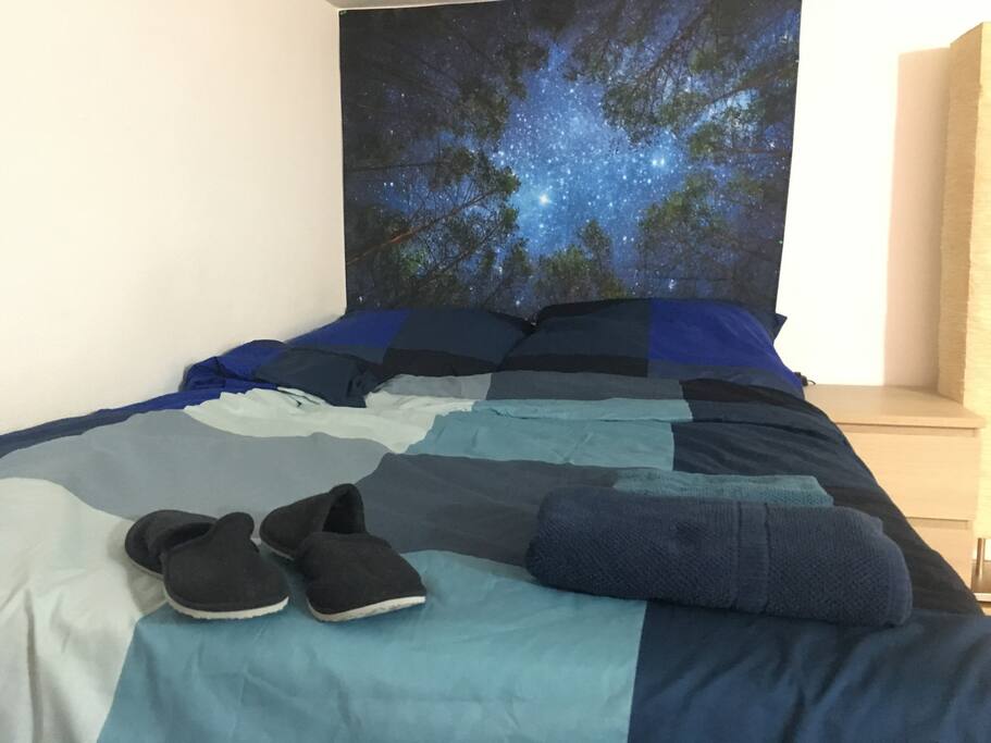 The big bed for two persons.