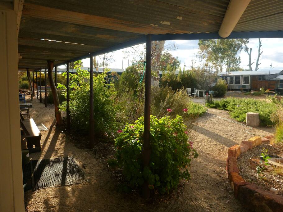 Cloister with camp fire and rest areas