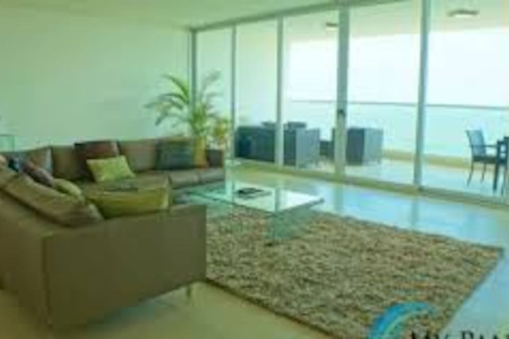 Penthouse living room and balcony