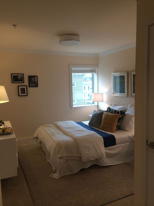 I have since rearranged the guest room make cozier. Bed and mattress are brand new.