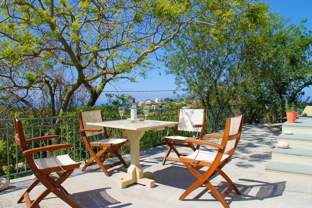 Enjoy your breakfast or sundowner from the lower sunny terrace while taking in the beautiful Ionian Sea view.