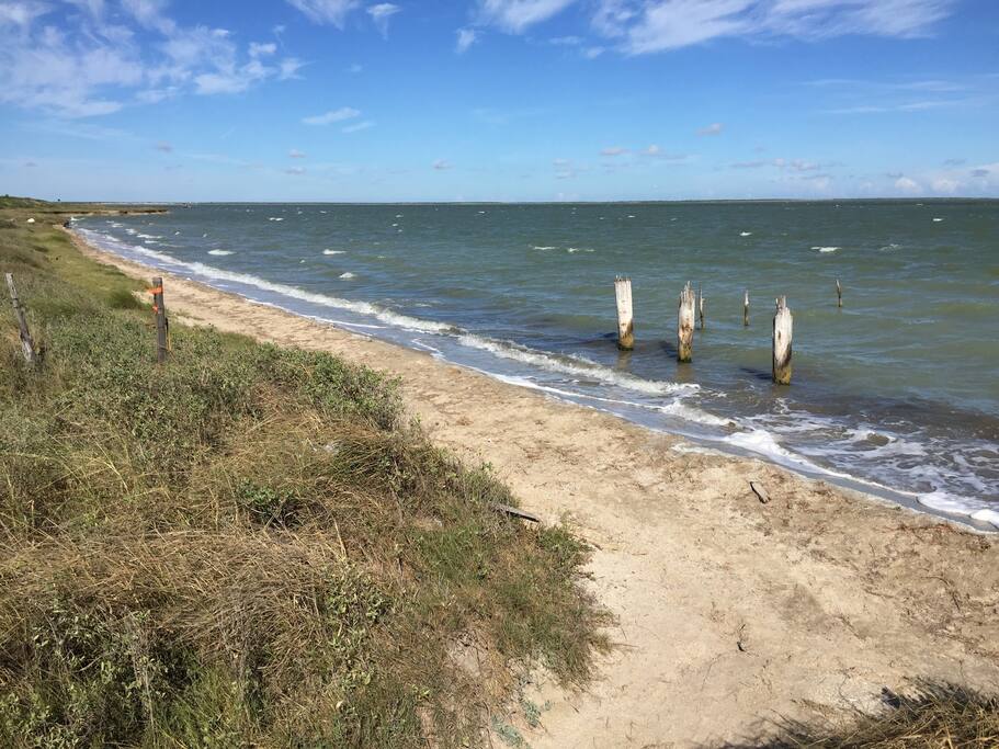 Perfect beach for wade fishing is just across the road