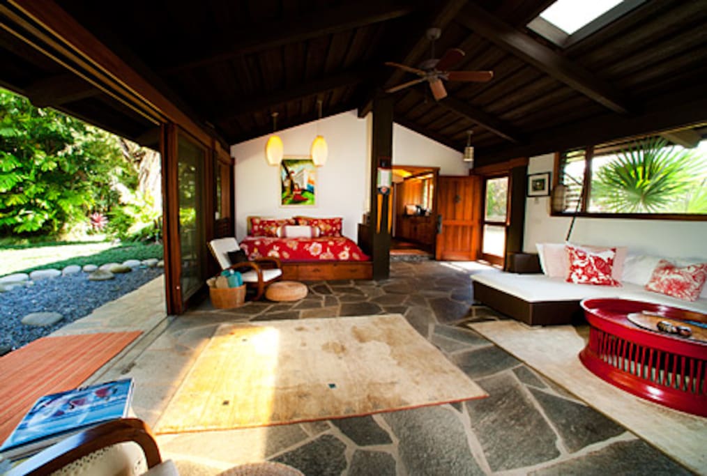 Living room that opens up to a private garden