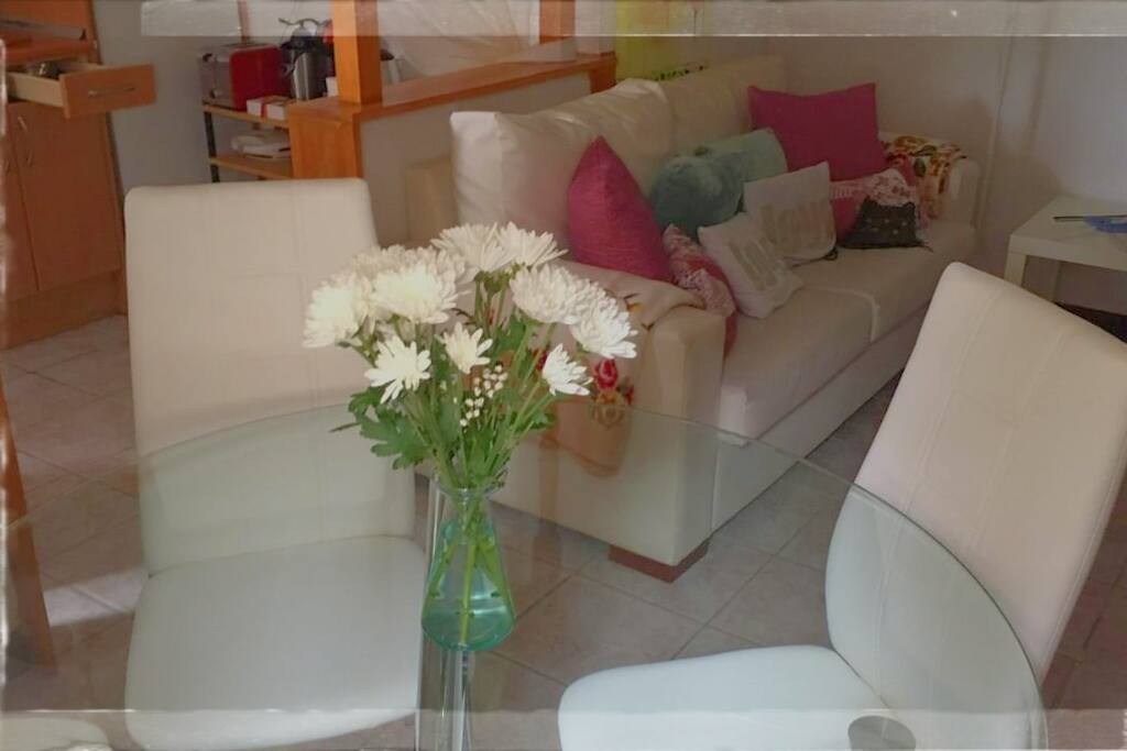 Salón con mesa de comedor.
