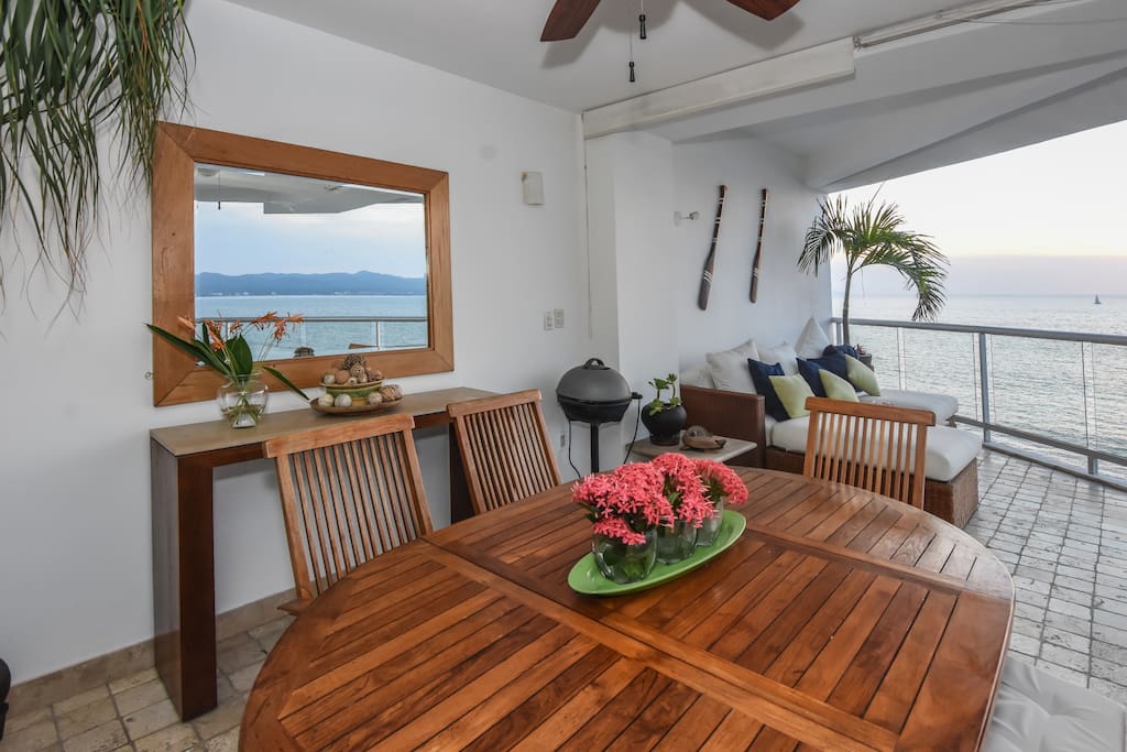 Tastefully decorated private patio, with the smell of the ocean