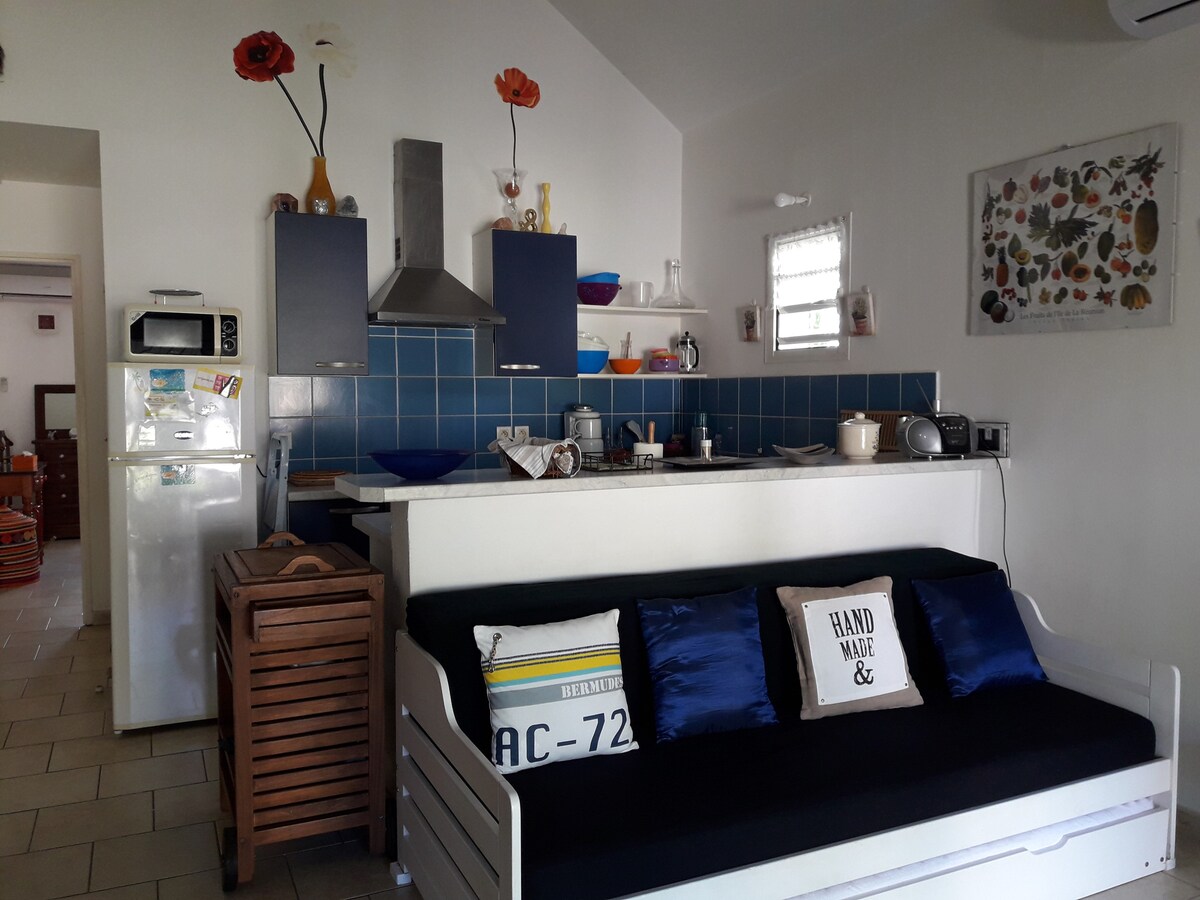 Successful Airbnb property: 50 m2 F2 bungalow located facing the lagoon in Saint Paul