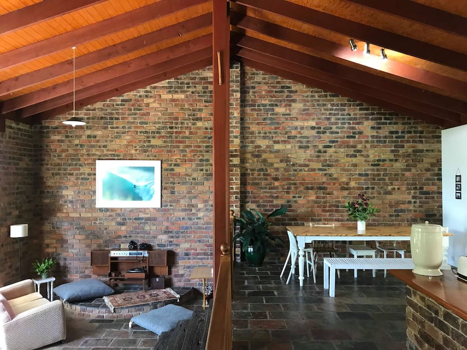 Split-level living areas and kitchen