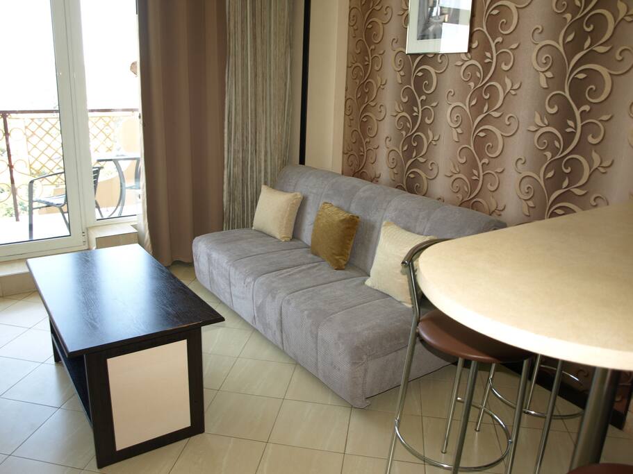 Living area and entrance to the balcony