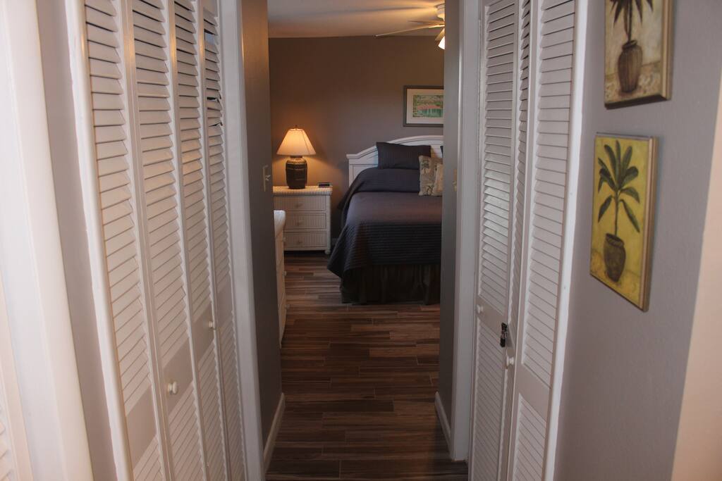 En Suite bathroom looking into master bedroom