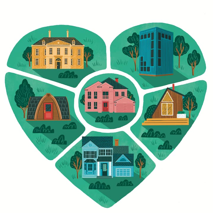 Illustration of a neighborhood shaped like a heart