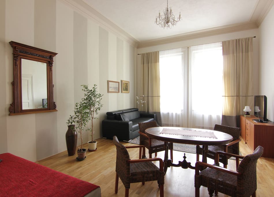 Living room with dining area