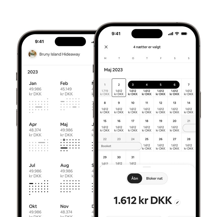 Airbnb-appen med flere datoer valgt i værtskalenderen, der viser den nye funktion "stryg for at vælge".