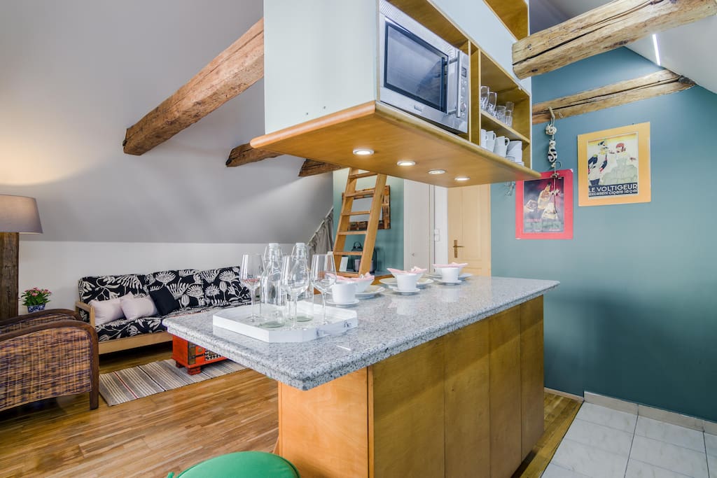 Do you have taste for some glass of wine, cup of coffee or you want to warm some meal for a dinner? Everything is possible in our small but practical kitchen.