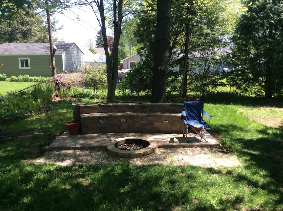 Fire pit area in backyard
