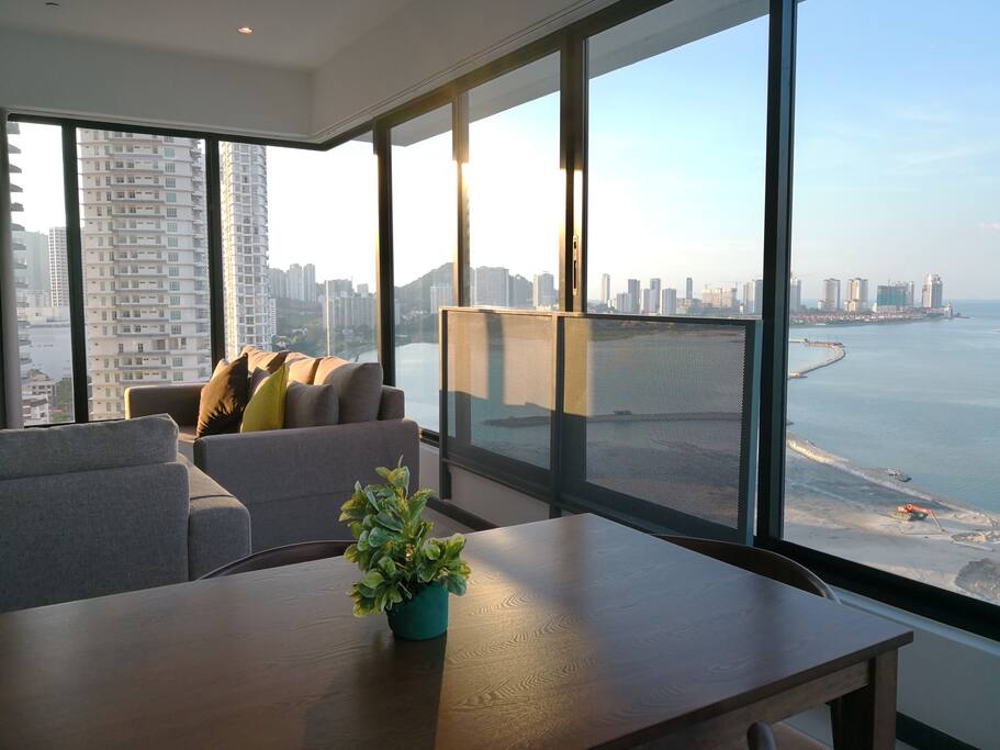 living area with stunning sea view