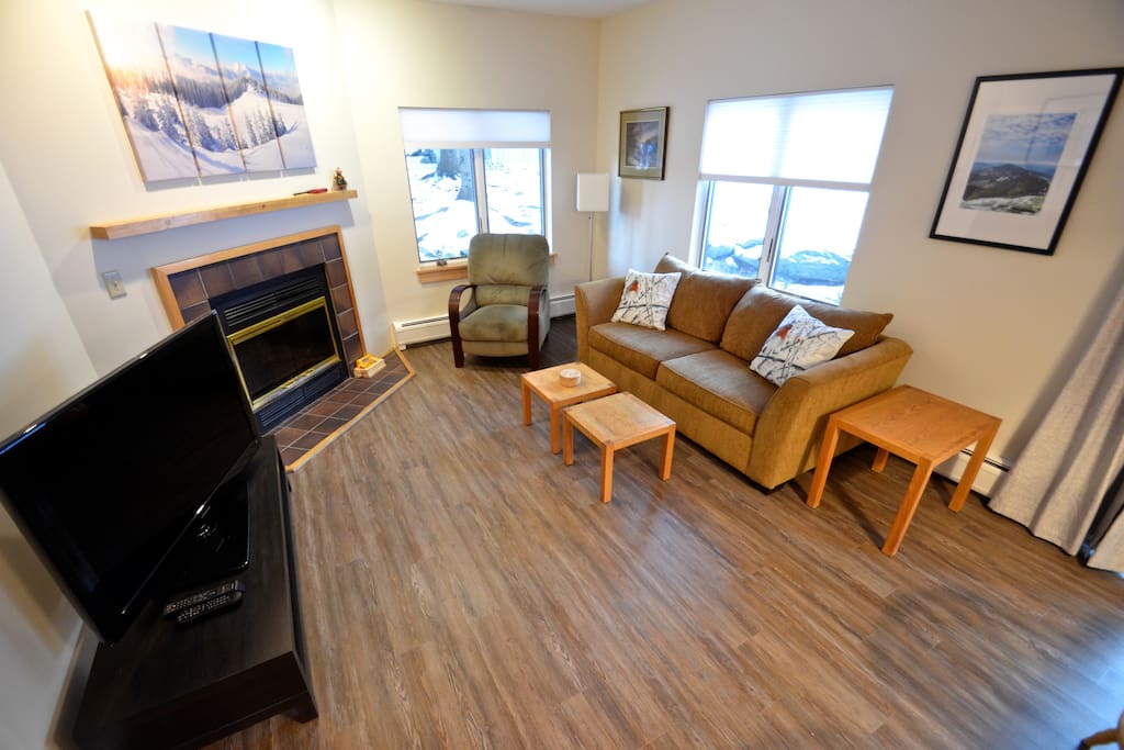 Open living area. Large TV. Cable, DVD Player & private Wi-Fi.