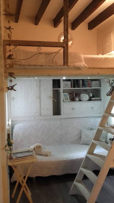 Sofa corner with double bed upstairs