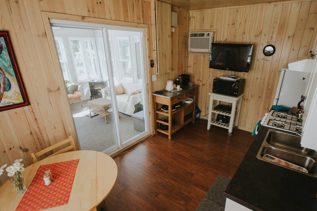 Kitchen view to sunroom.