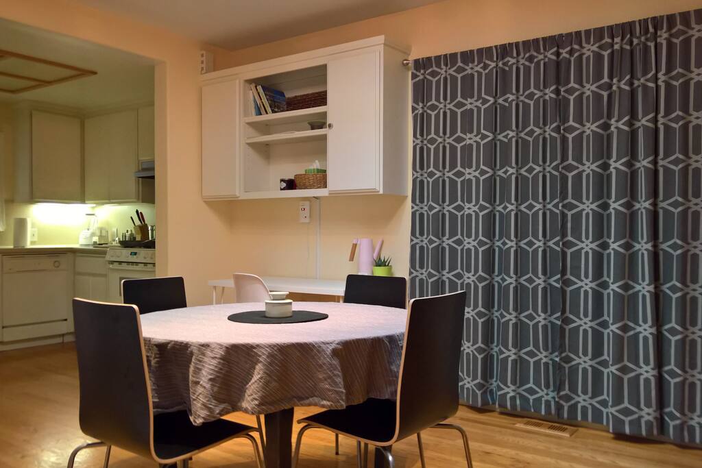 The dining area has seating for four.