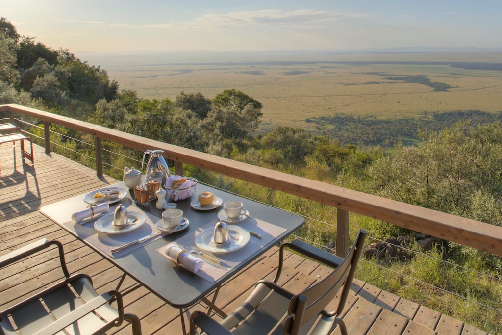 Breakfast on the deck of your own tent